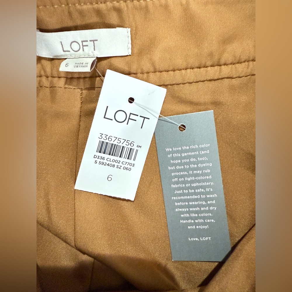 LOFT Faux Suede A-Line Mini Skirt Camel Tan Brown Size 6 NWT - Picture 7 of 9